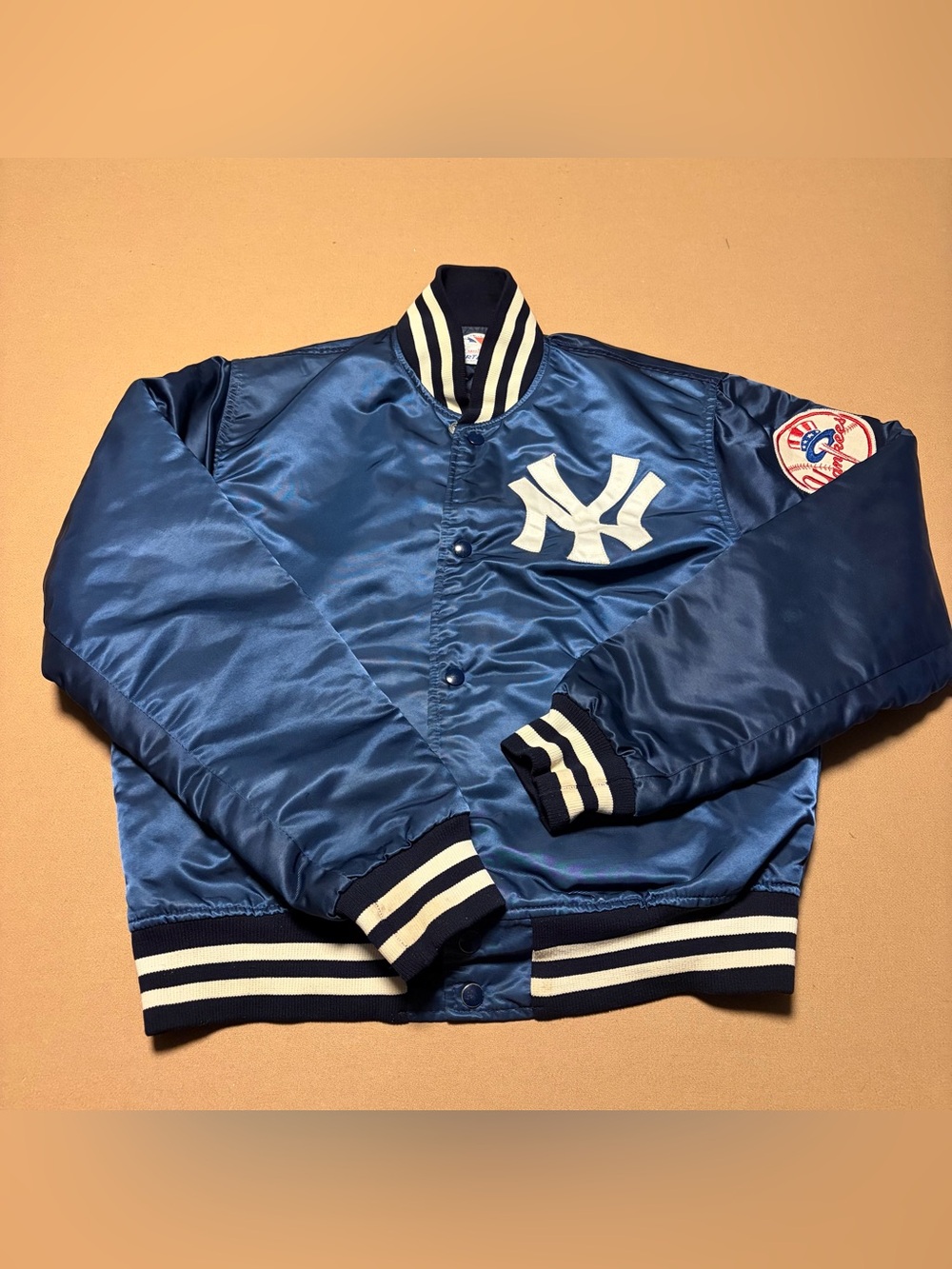 Vintage Starter 80s/90s New York Yankees Blue Satin Jacket Patch Size Medium